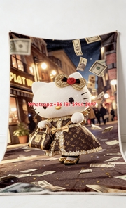 Hello Kitty LV Monogram Flannel Throw Blanket 366